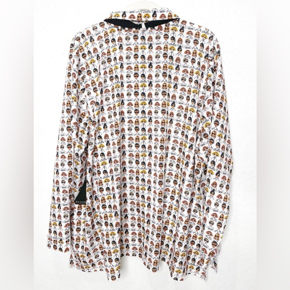 ELOQUII Printed Tie-Neck Women’s Face Diversity Button Front Blouse Size 26 - Picture 3 of 9
